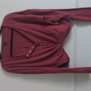 Womens long sleeve burgundy Crop top